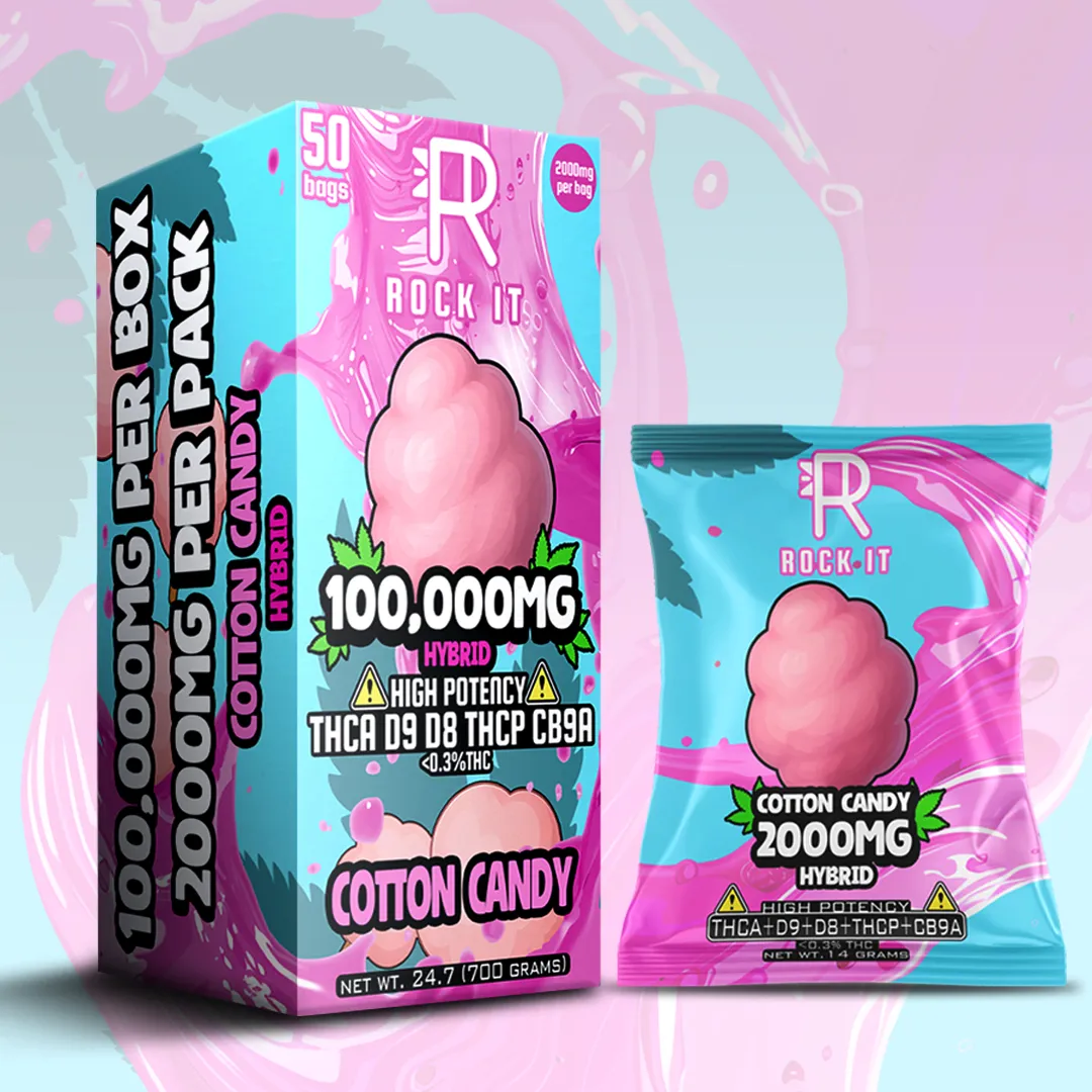 2000MG Cotton Candy THCA – Delta 8 – Delta 9 – THCP – CB9A Box (50 Count)